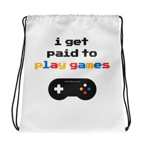 I Get Paid to Play Games Drawstring bag
